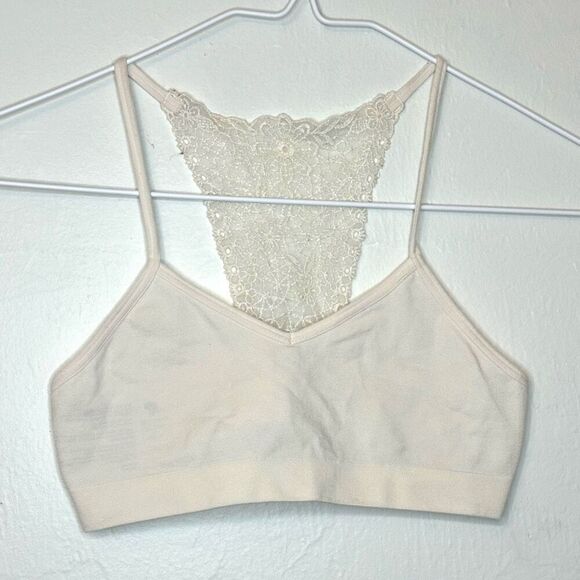 Tucker + Tate Lace Back Halter Seamless Bralette Ivory White Small 7/8 - Picture 1 of 3
